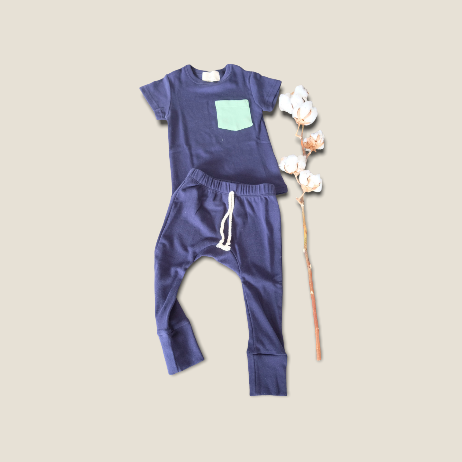 Pima cotton Tee and Pant set - Andean Blue