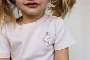 Organic Pima Cotton Llama Tee in Blush, Marino,Slate