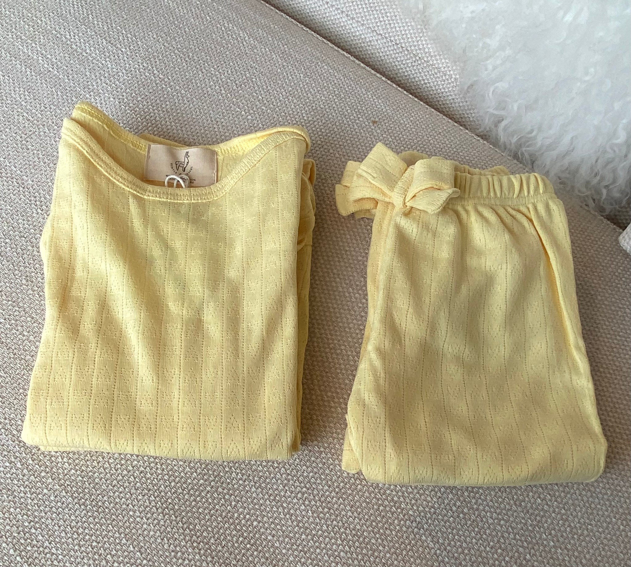 Organic Pima Cotton Baby Onesie + Pant Set- Daffodil