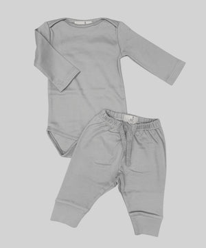 Orgnic Pima Cotton onsie and pant set in Cloud Grey